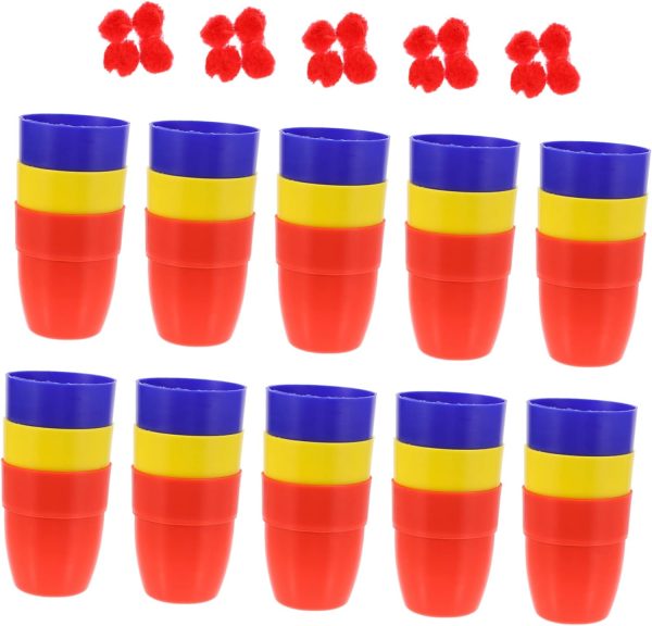 GARVALON 30 Pieces Magic Party Accessories Cup for Drinking Cup Tools Trick Cups and Balls Cups and Balls Cup with Lid and Straw Plastic Trick Accessory