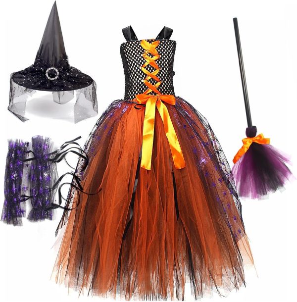 Generisch Disfraz de bruja para niña - Halloween sin mangas con sombrero | Cómodo traje de bruja para niños pequeños para trucos o tratos, bonito disfraz infantil para fiestas, eventos escolares y