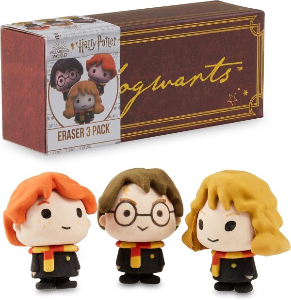 Harry Potter Erasers with Harry, Hermione and Ron, Pack of 3 Cute School Supplies Erasers
