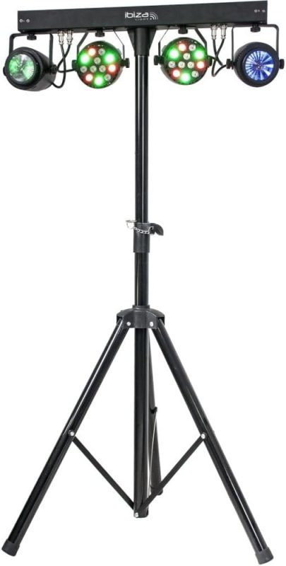 Ibiza - DJLIGHT60 - Light stand with 2 PAR RGBB & 2 MOON FOWER RGBBBA projectors - 4 in 1 LED pack