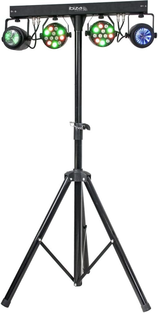 Ibiza - DJLIGHT60 - Light stand with 2 PAR RGBB & 2 MOON FOWER RGBBBA projectors - 4 in 1 LED pack