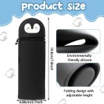 Kawaii 2 in 1 Soft Silicone School Case, Penguin Theme, Table Pen Holder, Zipper, Colored Pencils Markers, H 18.5 cm (Penguin) - Imagen 2
