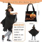 Kids Bat Costume, Halloween Bat Cape with Hat, Halloween Pumpkin Costume Children, Bat Costume+Hat+Bag Candy Pumpkin, Suitable Height 90-150CM (Black) - Imagen 2