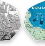 Kollections4you Día D Aniversario - The Normandy Desembarco 50p Formado Moneda - Guerra Mundial 2,WW2, Bañado en Plata Conmemorativas Moneda