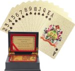 Kurtzy Gold Leaf Poker Cards - Waterproof Card Games for Magic, Playing Poker and Family Games - Professional Poker Deck with 500 Euro Design and Gift Box