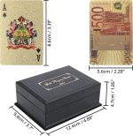 Kurtzy Gold Leaf Poker Cards - Waterproof Card Games for Magic, Playing Poker and Family Games - Professional Poker Deck with 500 Euro Design and Gift Box - Imagen 2
