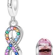 LNQOBU 925 Sterling Silver Charm Fits Pandora European Bracelets and Necklaces (With Spacer Beads)