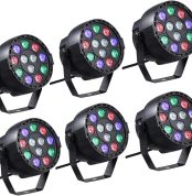Lixada AC 90-240V 12 LEDs Par Lights 8 Channel RGBW Color Mixing Stage Lighting with Strobe Sound DMX Active Mode for Disco Christmas Party Wall Wash (6