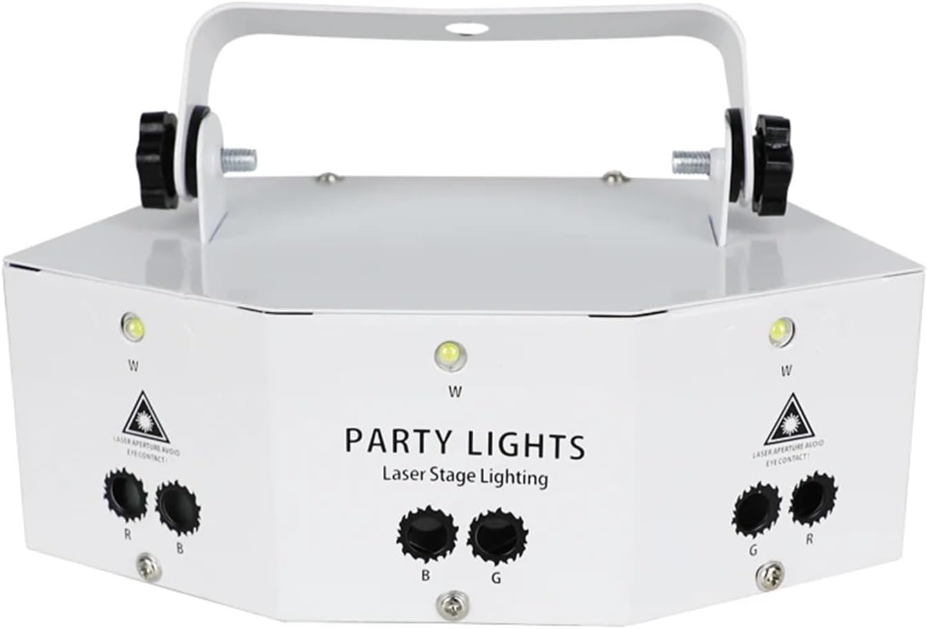 Luces de DJ, Luz LED de discoteca, 9 ojos, RGB, Luces de DJ, Luz LED de discoteca, 9 ojos, RGB, efecto de iluminación de escenario for Club de DJ, decoración de Bar, luces de fiesta, proyector, lámpara de Halloween(Bianco)