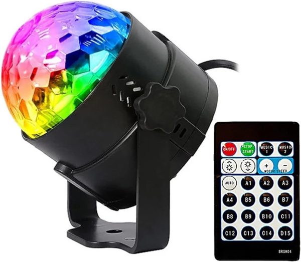 Luces de Fiesta, 4W 15 colores CRISTAL CRISTAL CRYSTAL BALL RGB LED Partido de efectos de iluminación de escenario DJ Lámpara Disco con control remoto.
