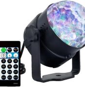 Luces de Fiesta, 6W 15 colores LED Efecto de iluminación de proyección de escenario de onda de agua DJ Lámpara de bola mágica de cristal de la fiesta de discoteca con control remoto
