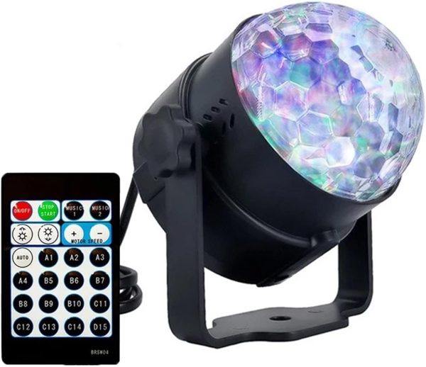 Luces de Fiesta, 6W 15 colores LED Efecto de iluminación de proyección de escenario de onda de agua DJ Lámpara de bola mágica de cristal de la fiesta de discoteca con control remoto