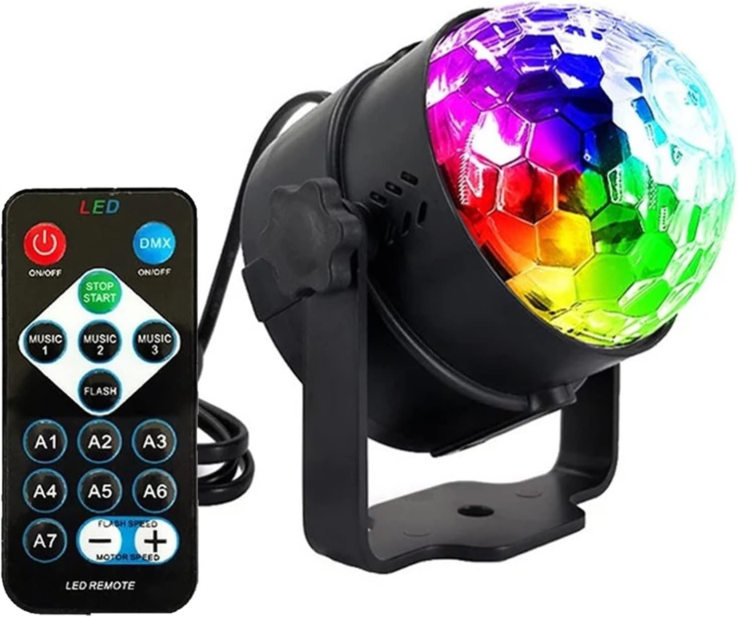Luces de Fiesta, 6w 7 color Rgb Remoto LED Bola Luces de Fiesta, 6w 7 color Rgb Remoto LED Bola de mágica de cristal DJ Fiesta de iluminación de escenario de discoteca Fiesta de fiesta Navidad Lámpara de música de cumpleaños