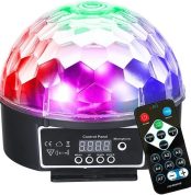 Luces de Fiesta, 9 colores LED Bola de disco Efecto de iluminación de escenario de bola mágica de cristal DJ Luz activada de sonido de fiesta de Navidad de fiesta con control remoto