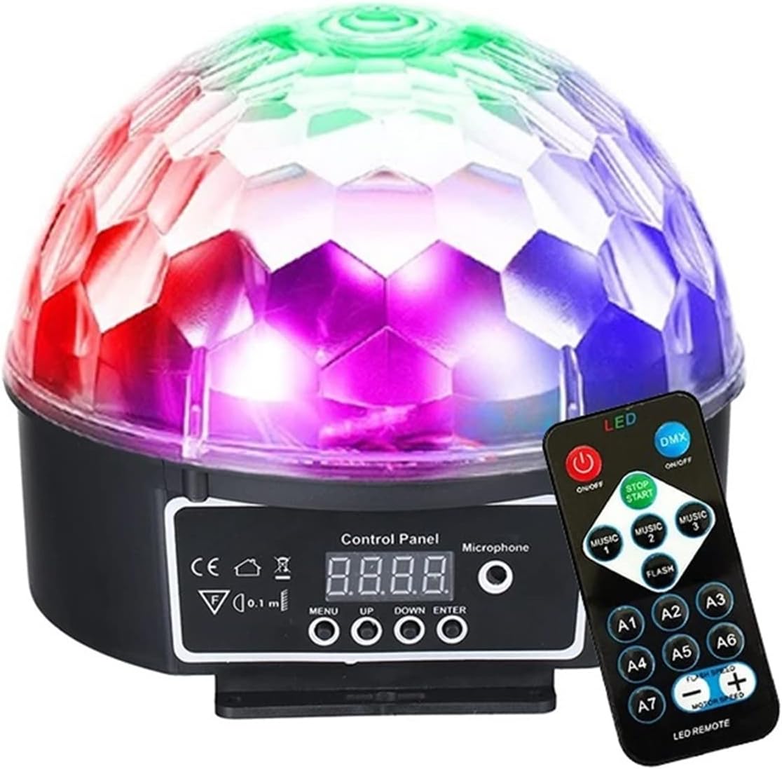 Luces de Fiesta, 9 colores LED Bola de disco Efecto Luces de Fiesta, 9 colores LED Bola de disco Efecto de iluminación de escenario de bola mágica de cristal DJ Luz activada de sonido de fiesta de Navidad de fiesta con control remoto