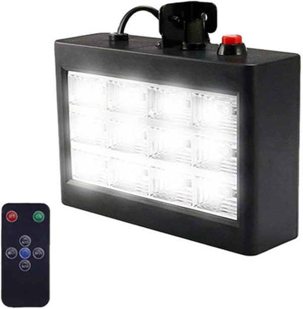 Luces de Fiesta, Control remoto 12 LED RGB Efecto de iluminación de escenario estroboscópico bla-nco Disco DJ Bar Fiesta de vacaciones Navidad Flash Sound Light Active Light(Bianco)