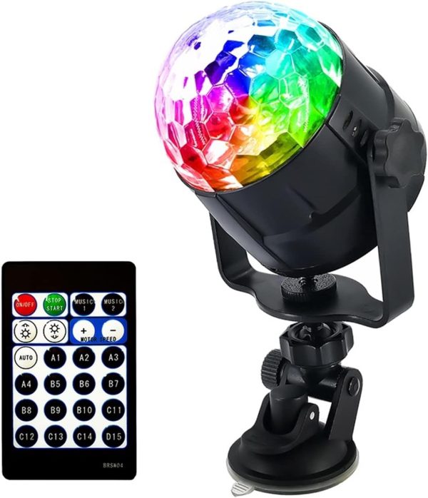 Luces de Fiesta, Rgb 4w 15 Color LED USB Luz de bola de disco mágica de cristal DJ Party Car Cumpleaños Cumpleaños Efecto de iluminación de escenario activado