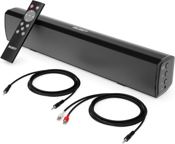 MAJORITY Bowfell Sound Bar TV | Bluetooth Sound Bars PC | 50W 2.0 Stereo TV Speakers | 39 cm Soundbar | Optical Wireless Sound Bar Speaker, USB, AUX | Remote Control Included (Black)