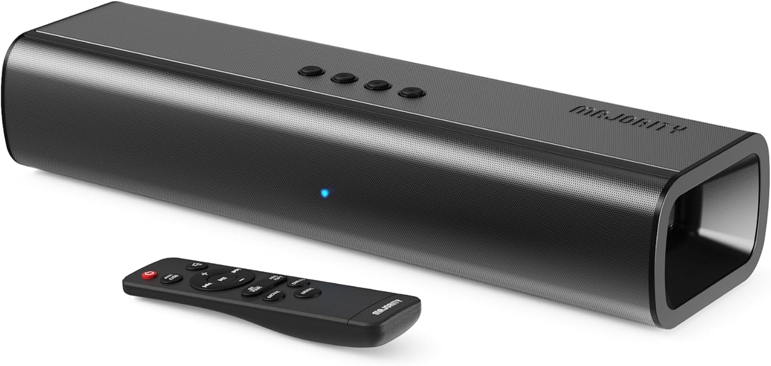 MAJORITY Naga 40 Sound Bar TV | Bluetooth Soundbar | MAJORITY Naga 40 Sound Bar TV | Bluetooth Soundbar | 80W 2.0 Speakers for TV | HDMI ARC Sound Bar Speaker | 40cm Sound Bar PC | Wall Mount Kit and Remote Control Included