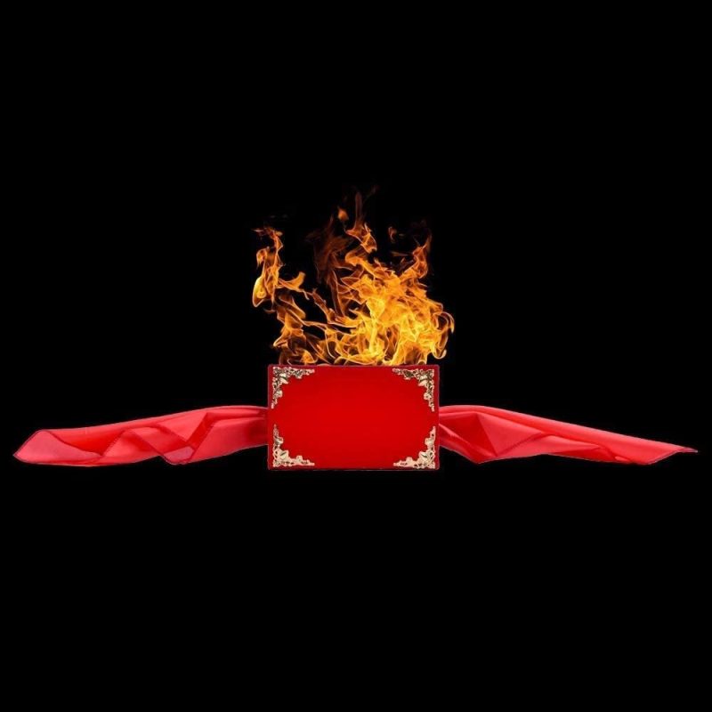 MOMOMAGE Seda a través de la caja de fuego, trucos mágicos, bufanda, appeairng, mago, escenario, ilusión de trucos divertidos