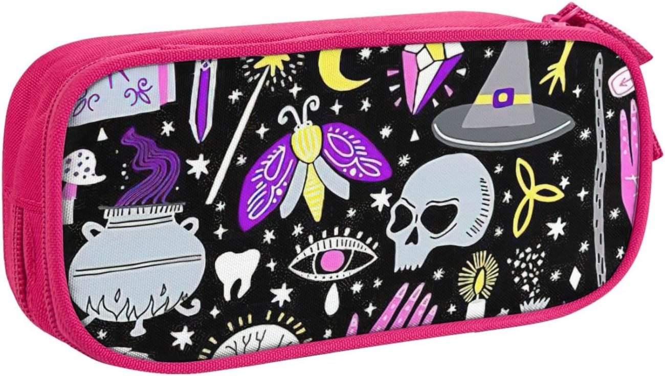 Magia Bruja Brujería Bohemia Dibujo Impresión Estuche Almacenamiento Cosméticos Herramientas de Arte Suministros Estudiantes Profesores Uso Versátil, Pink, Talla única, Juego de mochila escolar