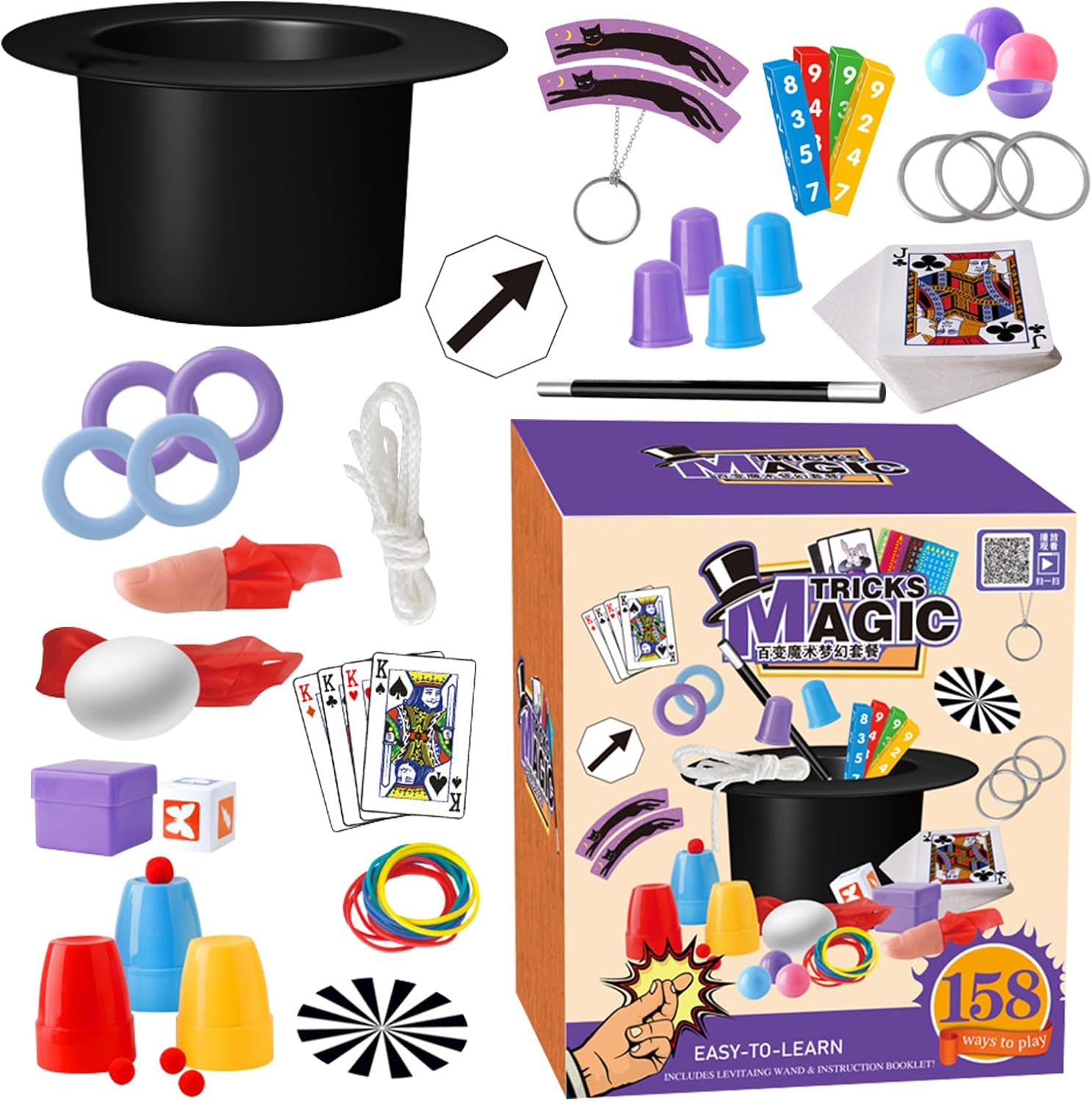 Magic Kit Set - Magic Tricks for Kids, Wizard Tools Magic Kit Set - Magic Tricks for Kids, Wizard Tools for Beginners | Complete Magic Instruction Guide, Interactive Learning Game, Fun Show Starter for Birthday