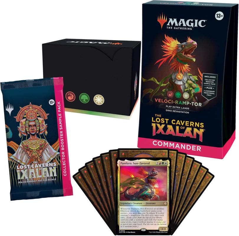 Magic: The Gathering The Lost Caverns of Ixalan Commander Deck - Veloci-ramp-tor (100-Card Deck, 2-Card Collector Booster Sample Pack + Accessories), D24080000