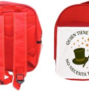 Mochila Roja frase motivadora magia trucos amistad verdad autentica colegio picnic excursión deporte niños