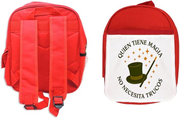 Mochila Roja frase motivadora magia trucos amistad verdad autentica colegio picnic excursión deporte niños