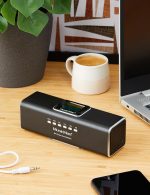 Musicman Portable Speaker with MA Display Stereo Sound Built-in FM Radio Support USB TF and MicroSD Card Mobile Sound Station (Black) - Imagen 2