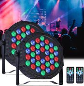 Pair of RGB LED Spotlights 36 Disco Lights, Stage Light with DMX Control Sound Activation Stage Lighting Par Light for Home, Disco, DJ, KTV, Bar, Christmas – 2 Packs