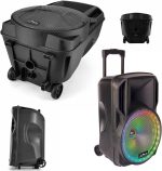 Party Light & Sound - PARTY-12RGB - 12"/30cm 700W Battery Powered Speaker with 1 Wireless VHF Microphone and Woofer Light Effect - Bluetooth, USB, Micro SD and AUX - Black - Imagen 2