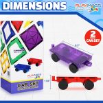 Playmags 2 Piece Car Set: Stronger Magnetic Tokens and Blocks - Super Durable with Vivid Erase Tiles Color - Stem Toys for Kids (Colors May Vary) - Imagen 2