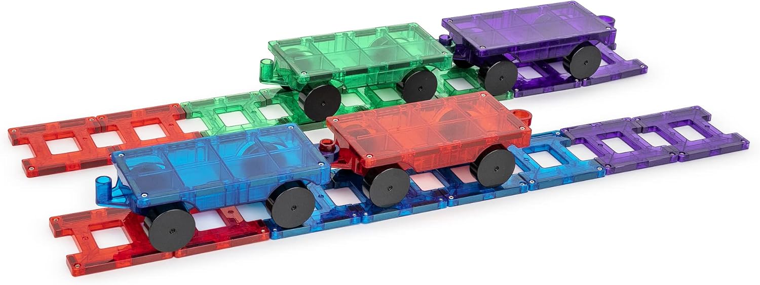 Playmags 20 Piece Train Set: Now, with Strong Magnets, Sturdy, Playmags 20 Piece Train Set: Now, with Strong Magnets, Sturdy, Super Durable with Vivid Clear Color Tiles