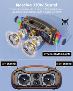 Portable Powerful Bluetooth Speaker Best Outdoor Speaker Bluetooth Speaker 200W Peak Power, IP65 Waterproof, 2 x Subwoofer Increase TWS/TF/USB/AUX, Ideal for Home/Meetings - Imagen 2