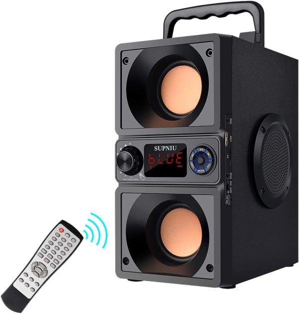 Powerful Bluetooth Speaker 40W (60W Peak) with Dual Subwoofer and Heavy Bass, Portable Bluetooth 5.0 Speaker for Outdoor, Supports FM Radio and Stereo Sound for Home and Party