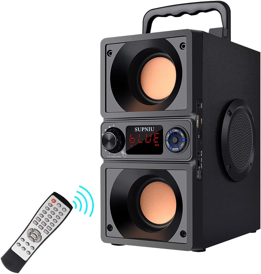 Powerful Bluetooth Speaker 40W (60W Peak) with Dual Subwoofer and Powerful Bluetooth Speaker 40W (60W Peak) with Dual Subwoofer and Heavy Bass, Portable Bluetooth 5.0 Speaker for Outdoor, Supports FM Radio and Stereo Sound for Home and Party