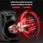 Pyle Portable Bluetooth PA Speaker System - 300W Rechargeable Outdoor Bluetooth Speaker Portable PA System w/ 8” Subwoofer 1” Tweeter, Microphone in, Party Lights, MP3/USB, Radio, Remote, Black - Imagen 2