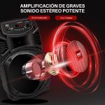 Pyle Speaker System, PA, 300W, Bluetooth, Portable, Rechargeable, Outdoor, 8" Subwoofer, 1" Tweeter, Recording Function, Microphone, Party Lights, USB/SD Radio, Black - Imagen 2