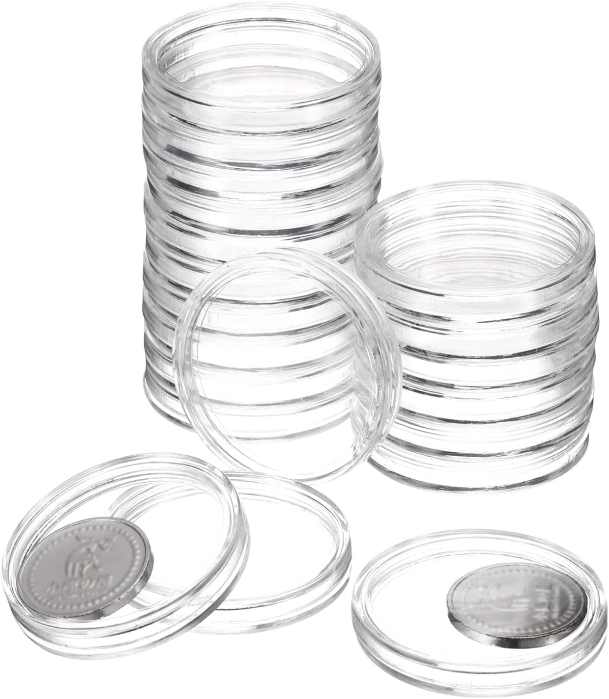 QUARKZMAN 20pcs 38mm Silver Dollar Coin Holders Plastic Caps Acrylic QUARKZMAN 20pcs 38mm Silver Dollar Coin Holders Plastic Caps Acrylic Clear Round Coin Collection Containers for Silver Coin Protectors or NFC Tag