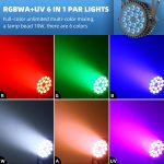 RGBWA UV LED Spotlights Pair 200W, 18 LED Stage Lights 7/10CH with Strobe and Sound Activation, Disco Lights for Shows Bars Parties Weddings Halloween - Imagen 2