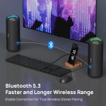RIENOK Bluetooth Speaker 5.3 30W Portable Wireless Speaker Waterproof IPX7, Bass, Stereo Sound, Supports Micro SD AUX - Imagen 2