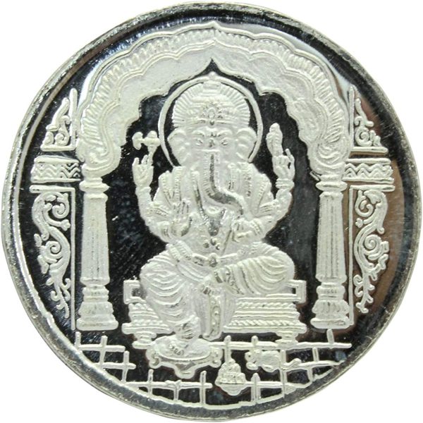 Rajasthan gems Religious 999 Sterling Silver Coin India God Lord Ganesha Om with Gift Box