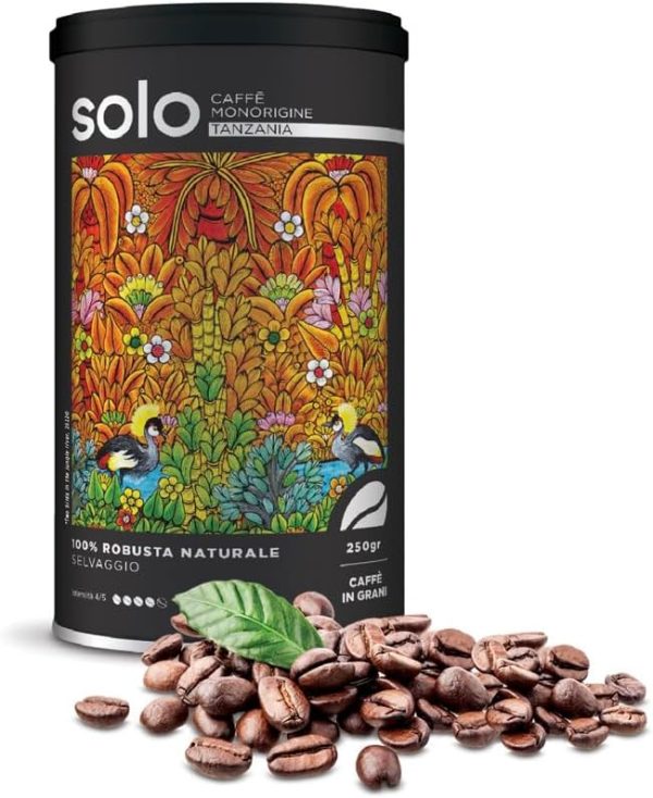 SOLO - Caffè Monorigine Tanzania, Coffee in Roasted Bean, 250 g, 100% Robusta Natural