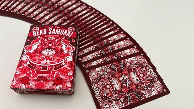 SOLOMAGIA Neko Samurai (Red) Playing Cards