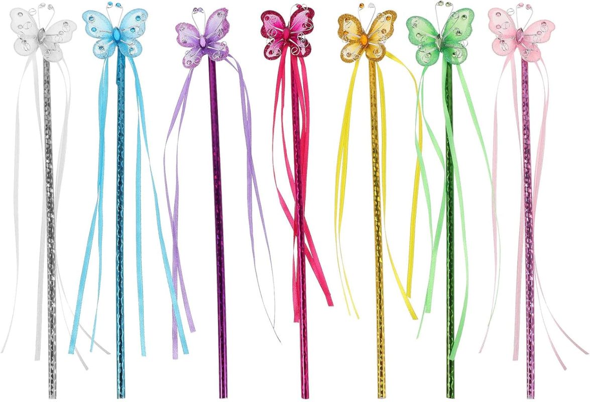 SUPVOX 7 varitas de para Hadas: Varita de Cinta de, Accesorios para Disfraces de cumpleaños Infantiles, Accesorios para Fiestas de Hadas, decoración Infantil.
