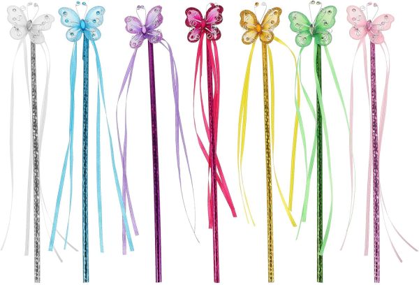 SUPVOX 7 varitas de para Hadas: Varita de Cinta de, Accesorios para Disfraces de cumpleaños Infantiles, Accesorios para Fiestas de Hadas, decoración Infantil.