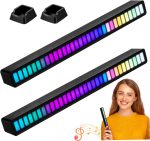 SUPVOX Barra De Luz Led Rgb Activada Por Sonido Micrófono Sensible, Recargable 5v, Set De 2 Unidades Negro, Iluminación Ambiental Para Coche y Dormitorio