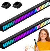 SUPVOX Barra De Luz Led Rgb Activada Por Sonido Micrófono Sensible, Recargable 5v, Set De 2 Unidades Negro, Iluminación Ambiental Para Coche y Dormitorio