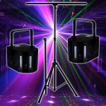 Set of 2 Derby Black DJ Sound Lights and 4 RGBW LED + Gantry